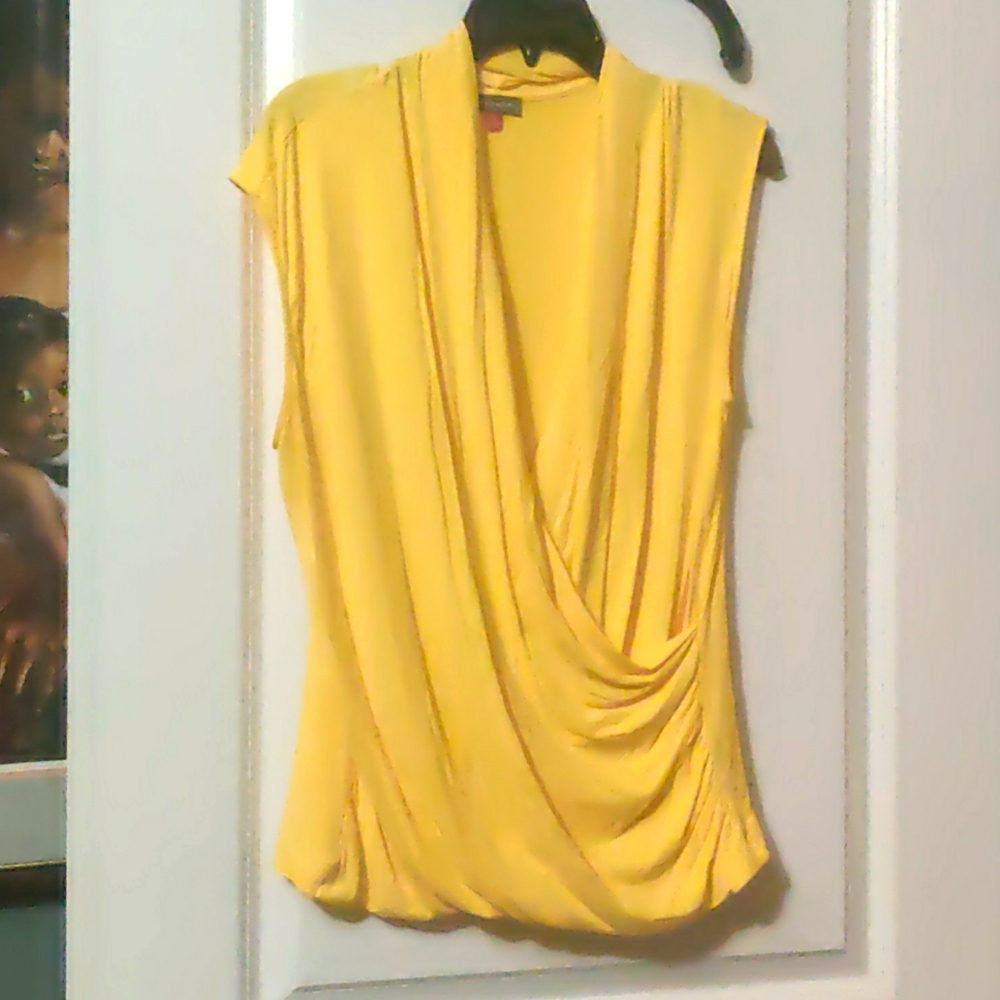 Yellow Blouse Faux Wrap